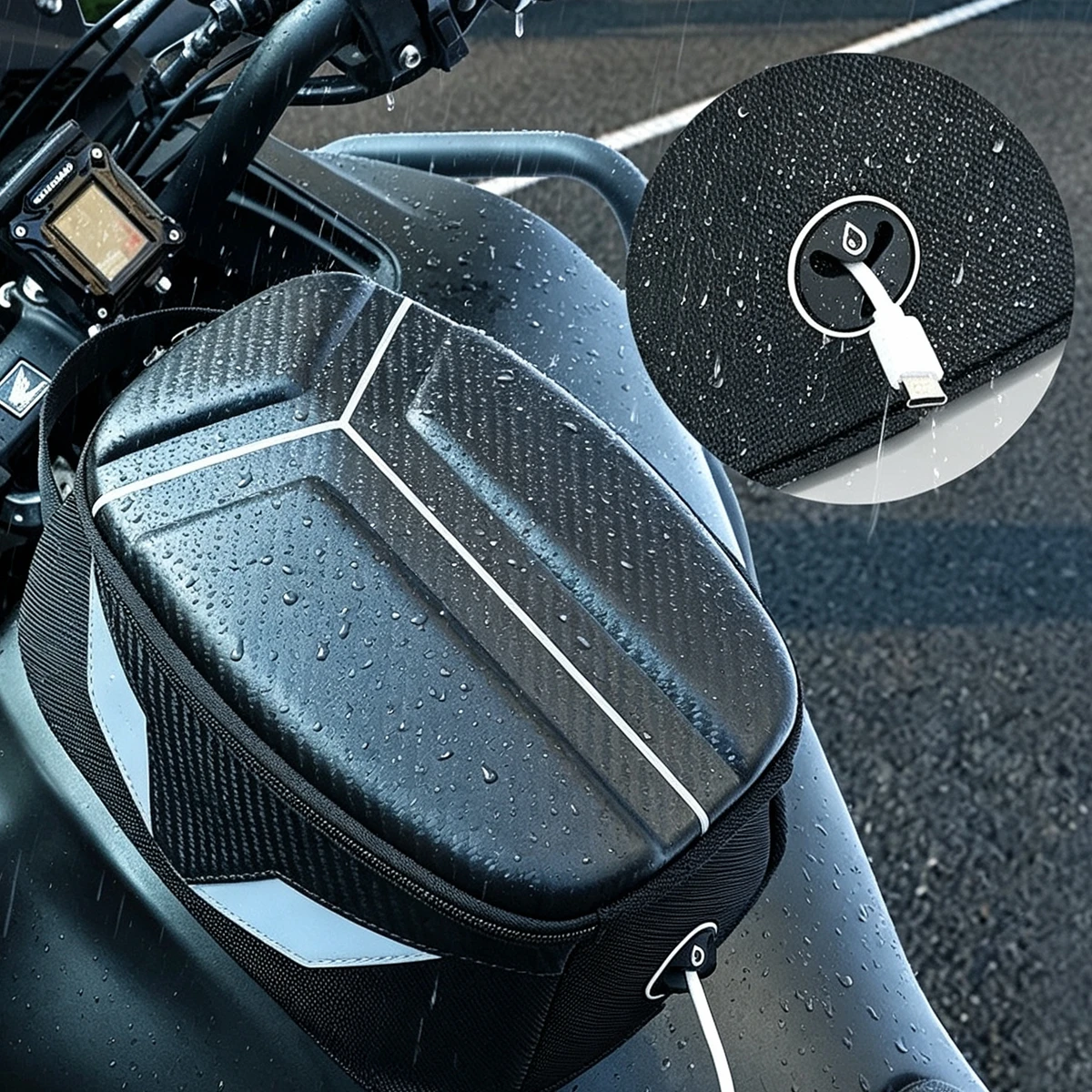 Magnetische Motorrad Tank Tasche EVA Hard Shell Motorrad Heizöl Tank Tasche 4,5 L Tragbare Karte Telefon Werkzeug Tasche Universal Schwarz – Detail 31