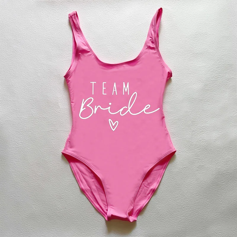 S-3XL One-Piece Swimsuit Women Team Bride Summer Swimwear Higt Cut Low Back Bathing Suit Bachelor Party Swimming Suit Beachwear image 5
