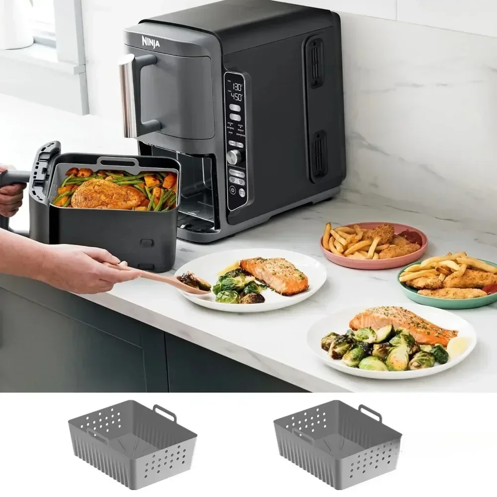 For Ninja SL400/SL401 Reusable Silicone Air Fryer Liners Ventilated Non-Stick Design Multi-Use for Fries Chicken Bread Baking