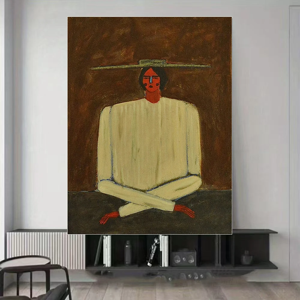 

Ручная роспись ретро абстрактное искусство фигуры, скандинавский стиль Ins, гостиная, прихожая, текстурированная роспись на холсте