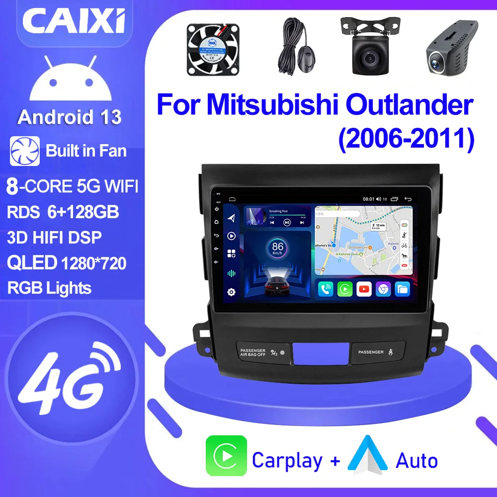 CAIXI GX9 2din Android 13 Car Radio Multimidia GPS Carplay Stereo For Mitsubishi Outlander Xl 2 2006-2011 For Citroen C-Crosser