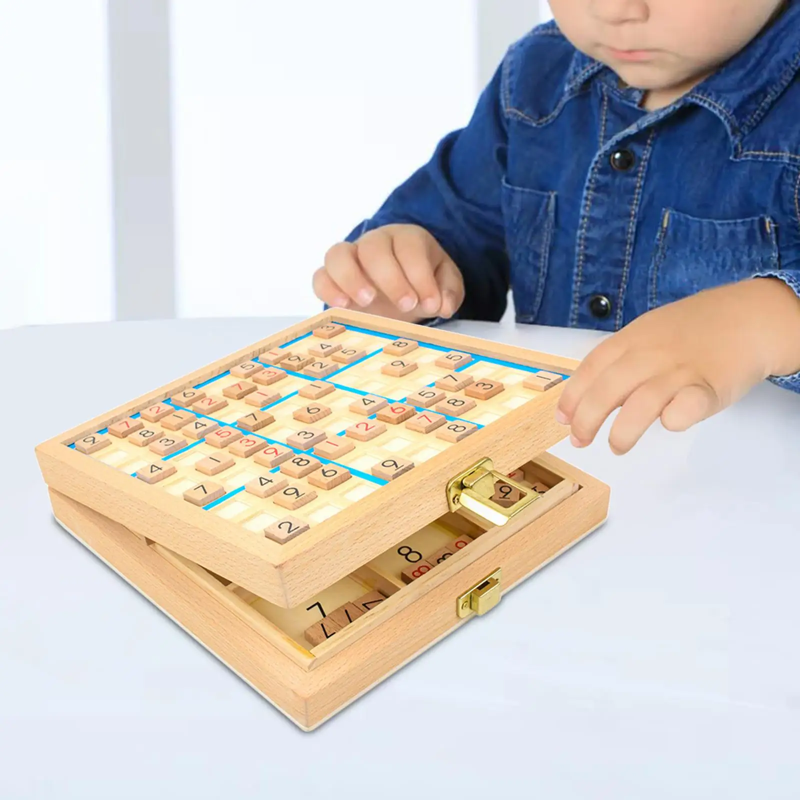 Sudoku Board Game Wooden Puzzle Toy Educational Desktop Teaser Number Sturdy Material Suitable for Early Learnin