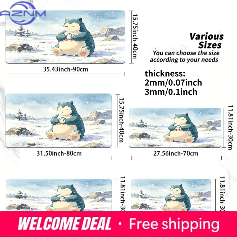 

Snorlax Hugging Piplup in Snow Gaming Mouse Pad with Non-Slip Rubber Base