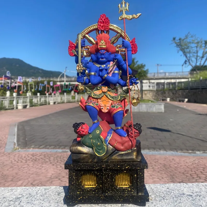 Five Wisdom Kings Statue, Majestic Gold-Painted Buddhist Deity Figurine, Home Temple Altar Decor, Handcrafted Resin Ornament