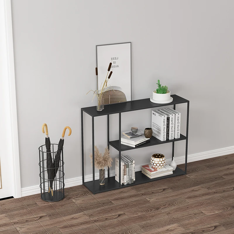 Simple Porch Table Home Furniture Living Room Decor Space Saving Storage Rack Floor Iron Book Shelf Display Desk Stand Bookcase