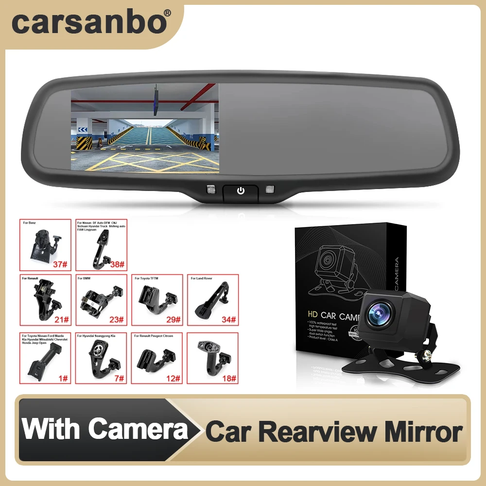 4.3 Inch Car Rear View Mirror Monitor Dedicated Original Bracket with HD Rear View Reversing Camera Rear View Parking Monitor