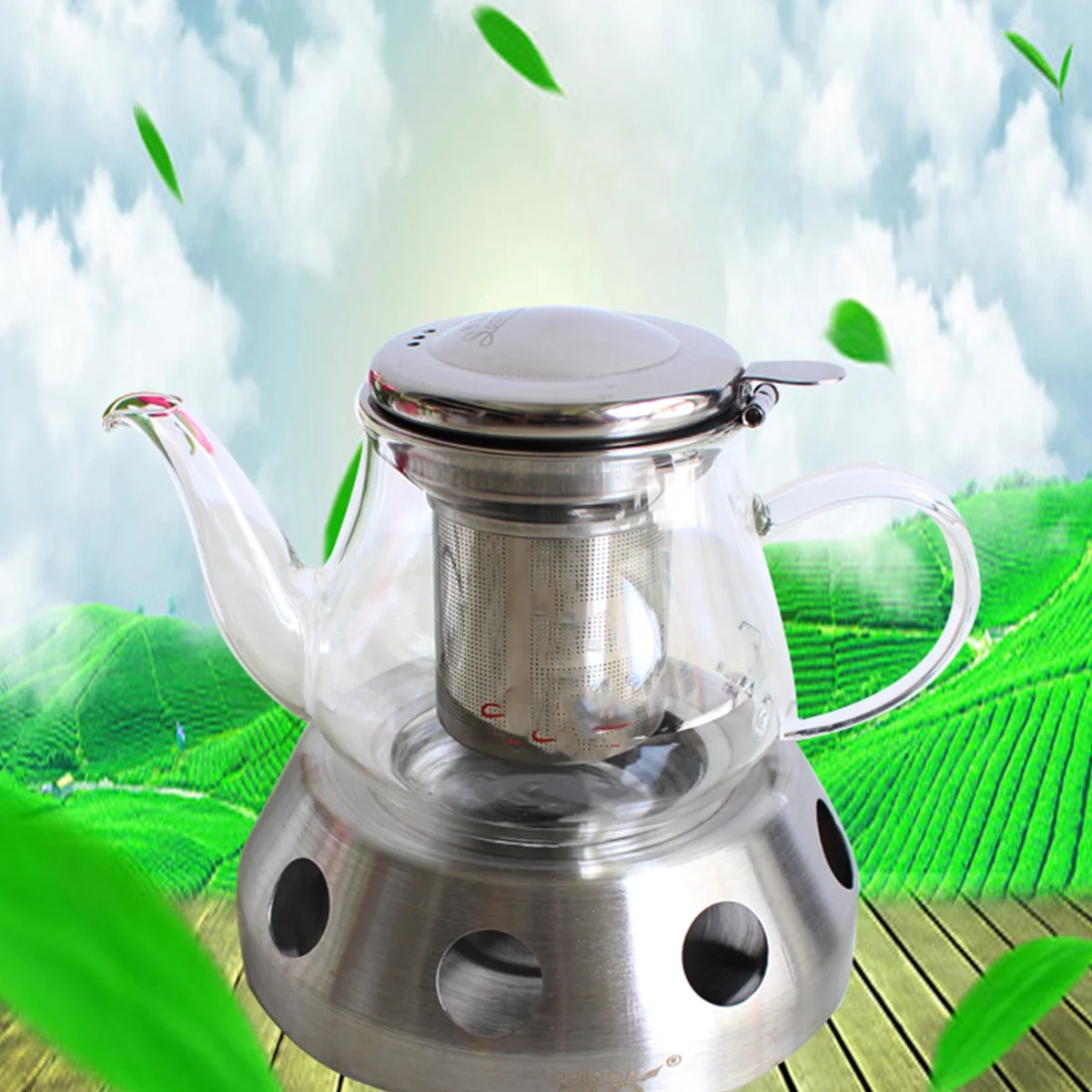 

Elegant Stick with Tea Warming Function Modern Silver Finish for Cafe Bar Wedding Decoration Home Accessories