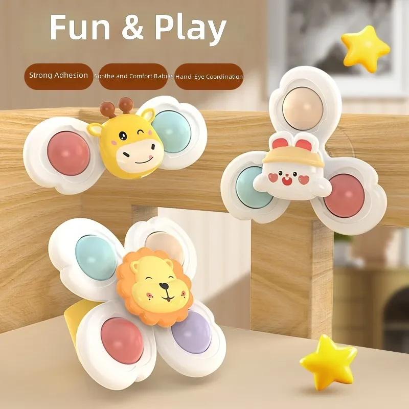 Baby Suction Cup Rotating Music Bracelet Gyro Toy for 0 to 1 Year Old Infants Soothing Teething Aid Bite Resistant Silicone