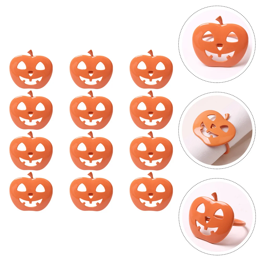 12 Pcs Pumpkin Napkin Rings Halloween Party Supplies Buckles Holiday The Fall Decor Alloy Decors Christmas