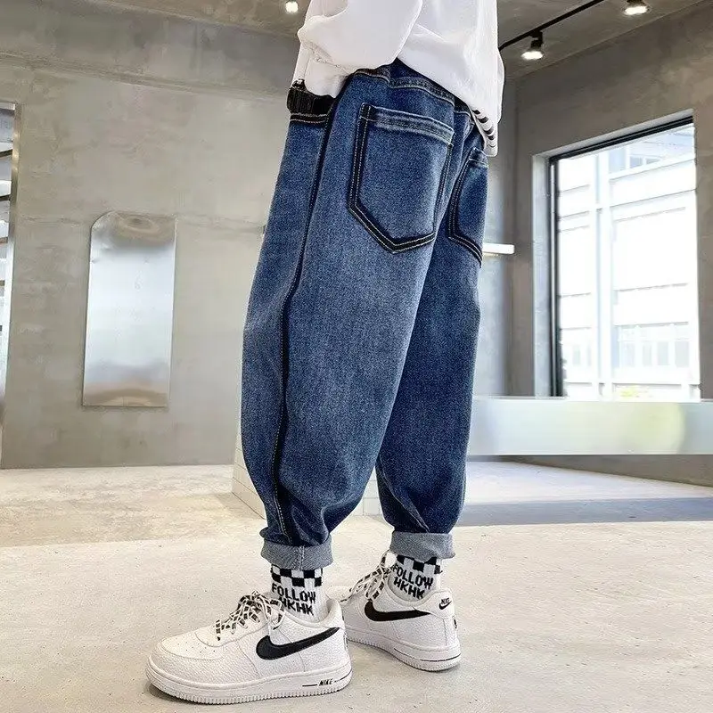 Europe and America 3-10-15T Boys' Jeans Spring and Autumn New Loose Children's Casual Pants Fat Boys' Dad Pants Big Boys' Versat