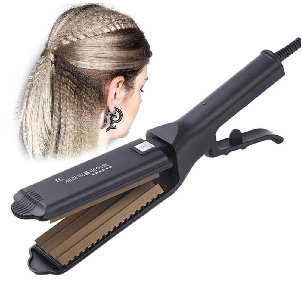 

Crimping Iron Hair Corrugated Iron Volumizing Fluffy Hairstyle Crimper Wide Plates Fast Heat Curling Iron Wave Hair Styling Tool