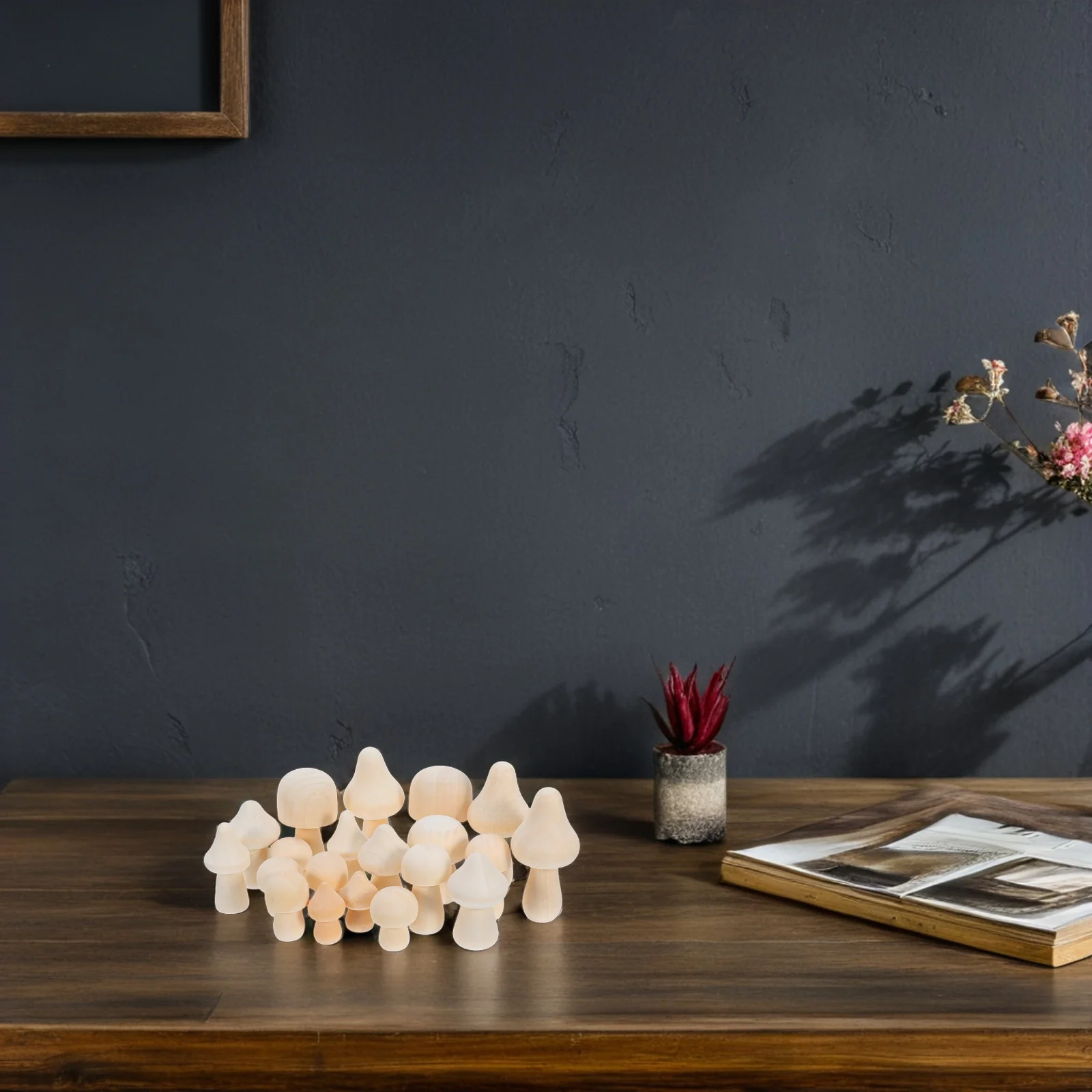 Деревянная грибная голова, резное украшение, небольшой размер, уникальный натуральный дизайн, аксессуары для дома, комнаты, офиса, ручная работа