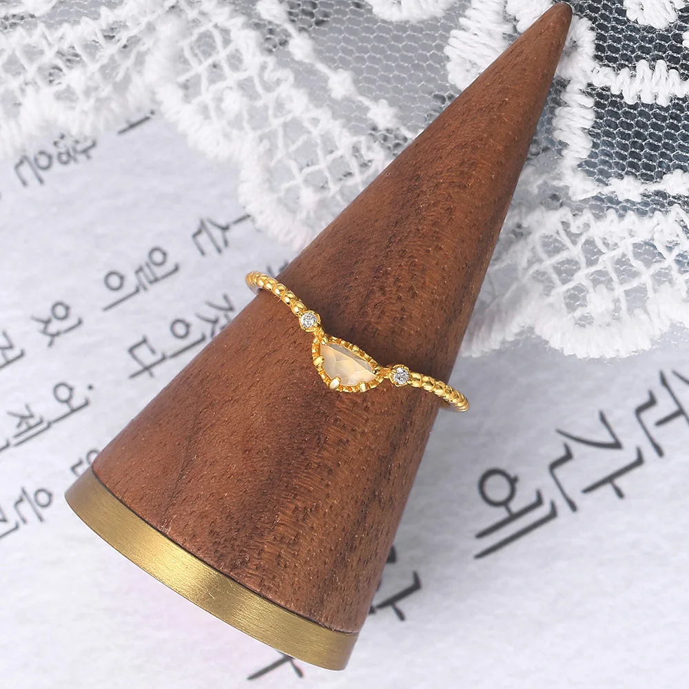 LAMOON 925 Silver Ring For Women Totem Vintage Bijou Ring Natural Moonstone Gemstone 14K Gold Plated Rings Fine Jewelry LMRI116