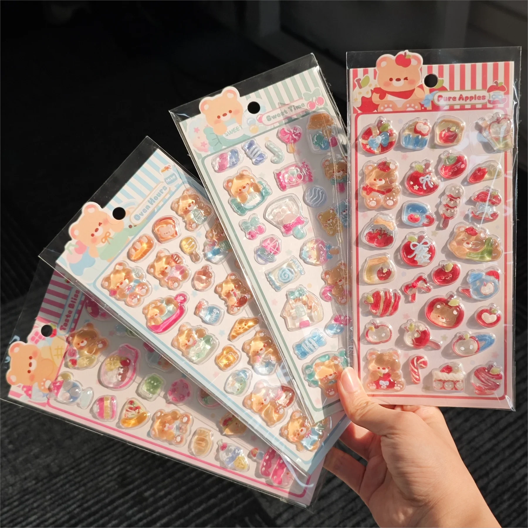

Kawaii 3D Cartoon Teddy Bear Rabbit Relief Crystal Sticker for Scrabooking Cute DIY Phone Case Sticker School Stationery Supply