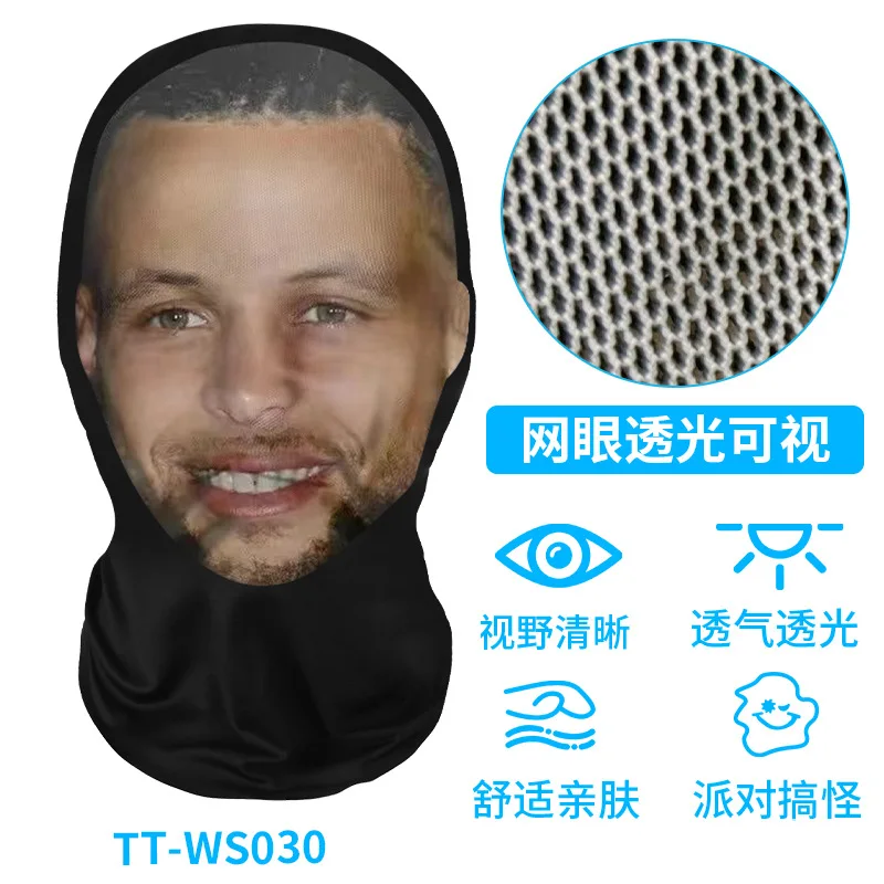 Funny 3D Print masques élastiques Mesh masque complet visage hommes femmes cosplay coiffure nouveautés canular capuche Party cosplay accessoires