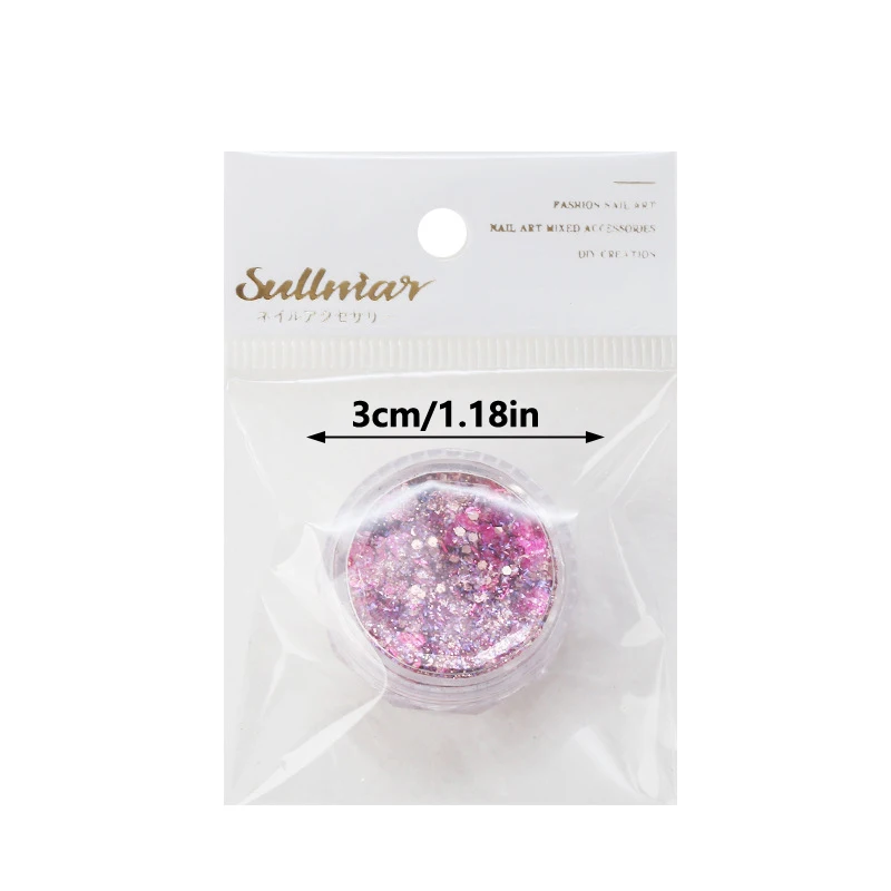 1 pz forme miste Sparkle Nail Glitter paillettes Polish Star Heart Hexagon Nail decalcomanie 3D per decorazioni brillanti per unghie 6 colori