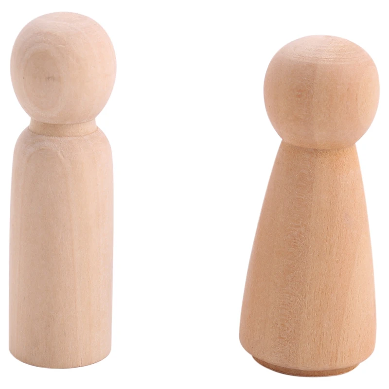 10 Pieces 65 Mm Unfinished Wooden Peg Dolls Wooden Tiny Doll Bodies People Decorations,Wood Color