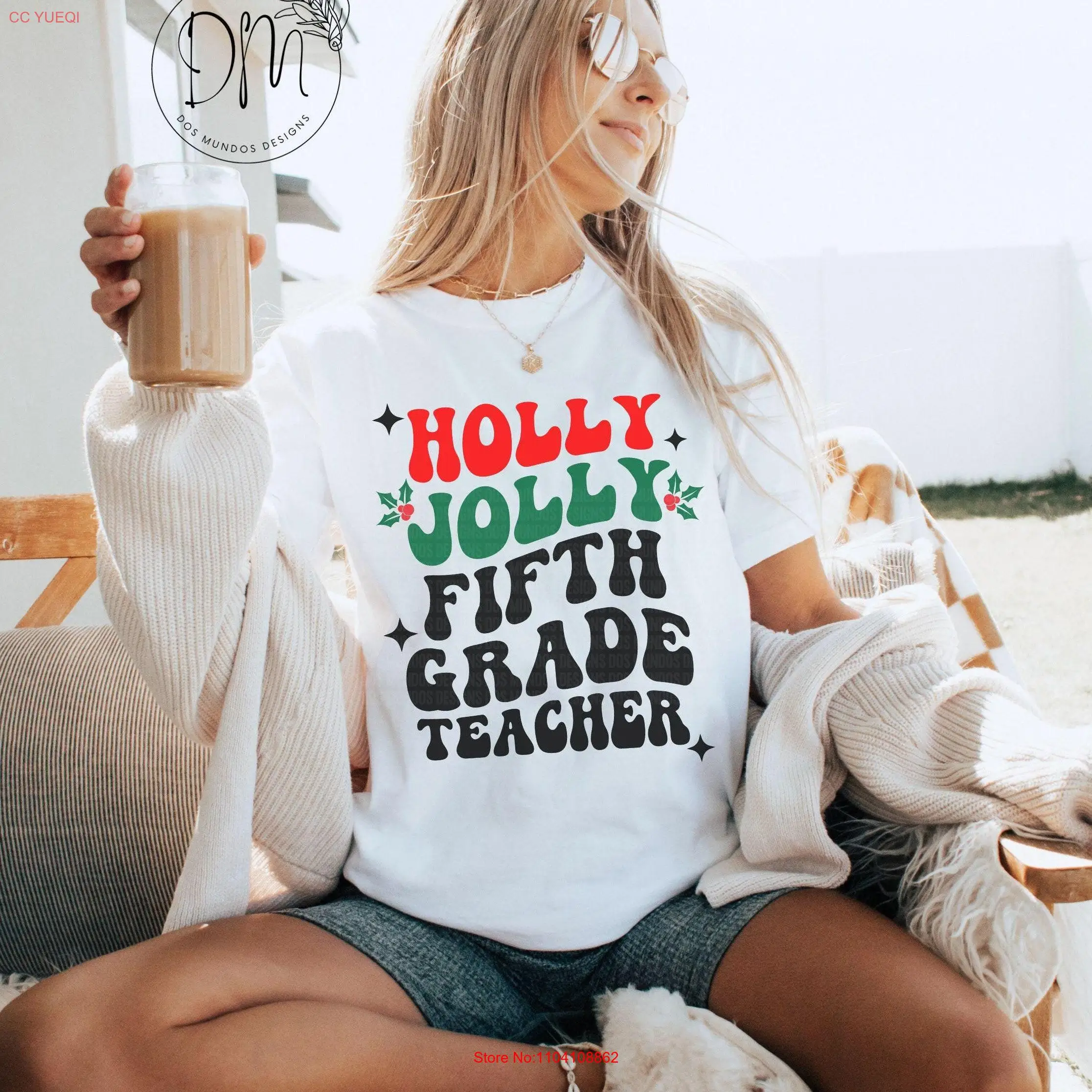 

Comfort Colors Fifth Grade Teacher Christmas T Shirt Xmas 5th Holiday long or short sleeves