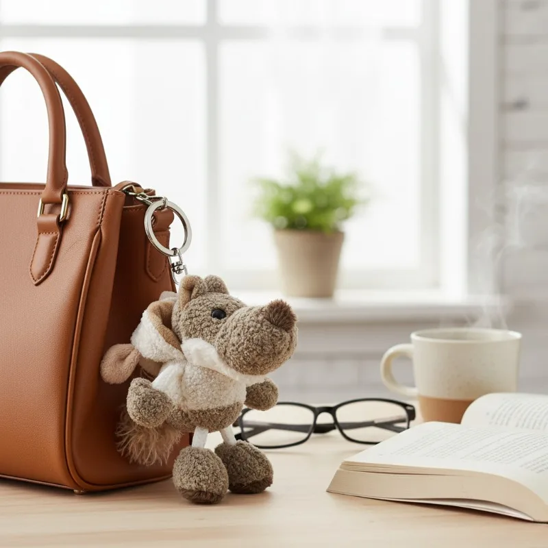 1-10PCS Mini Witte Wolf Pluche Sleutelhanger Hanger Leuke Rugzak Charme Tas Opknoping Decoratie Sleutelhanger Accessoire voor Geschenken