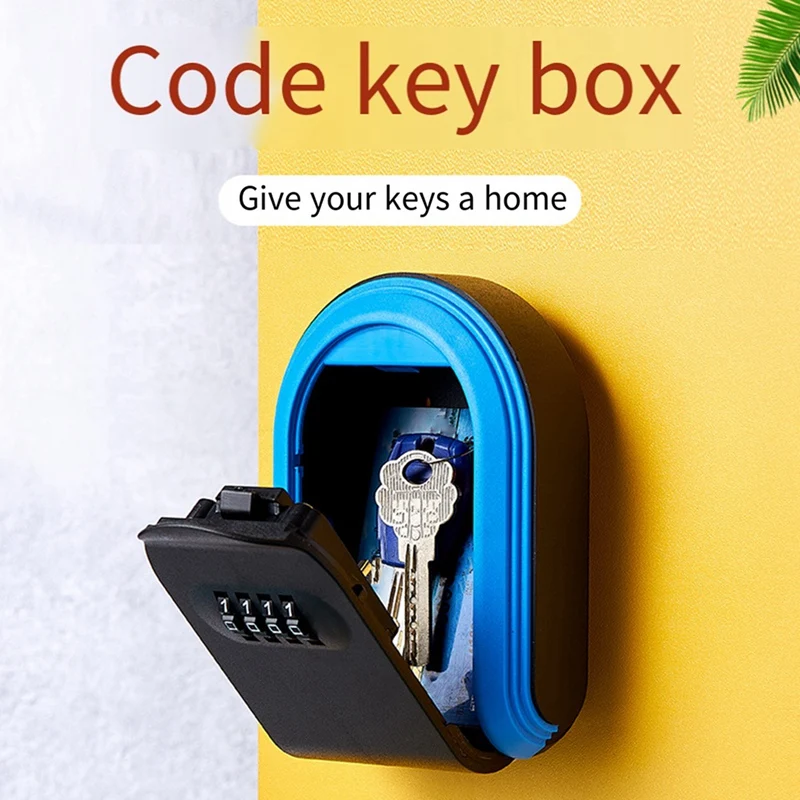 Key Safe Box Weatherproof 4 Digit Combination Outdoor Key Security Storage Case Key Lock Box Wall Mounted