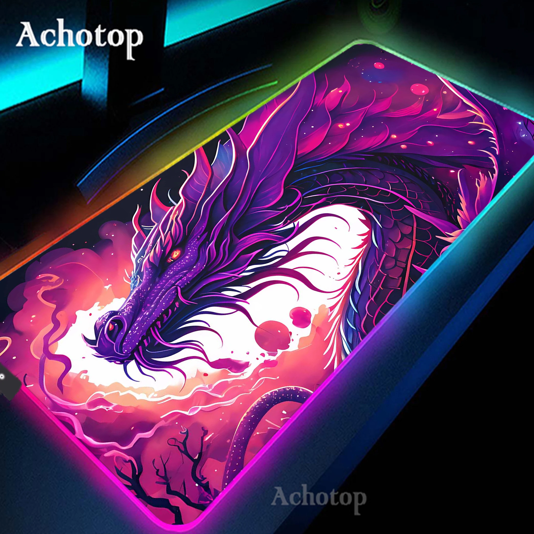 Imagem -02 - Grande Rgb hd Print Dragon Gaming Mouse Pad pc Game Mousepad Xxl Gamer Mouse Mat Tapete de Mesa de Escritório 900x400 mm