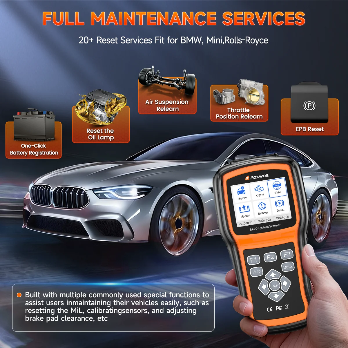 FOXWELL NT530 Plus OBD2-Scanner für BMW, alle Systeme, alle Wartungsdienste, bidirektionales Diagnose-Scan-Tool, OBD2-Scanner für Kraftfahrzeuge – Detail 3