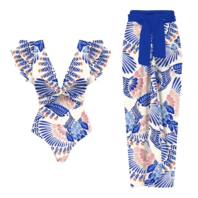 Traje de baño de una pieza con volantes y hombros para mujer, traje de baño Sexy con cubierta, trajes de baño de vientre plano, traje de baño con cinturón, traje de baño para salida en la playa