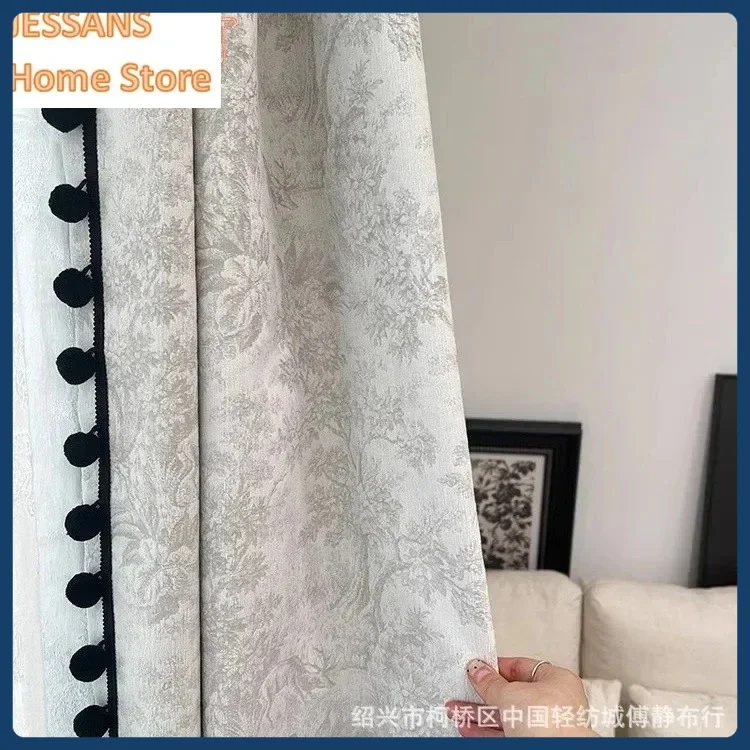 

1pc Luxury Light French Style Jacquard Curtain for Living Room Bedroom High-precision Chenille Home Curtains Custom Size