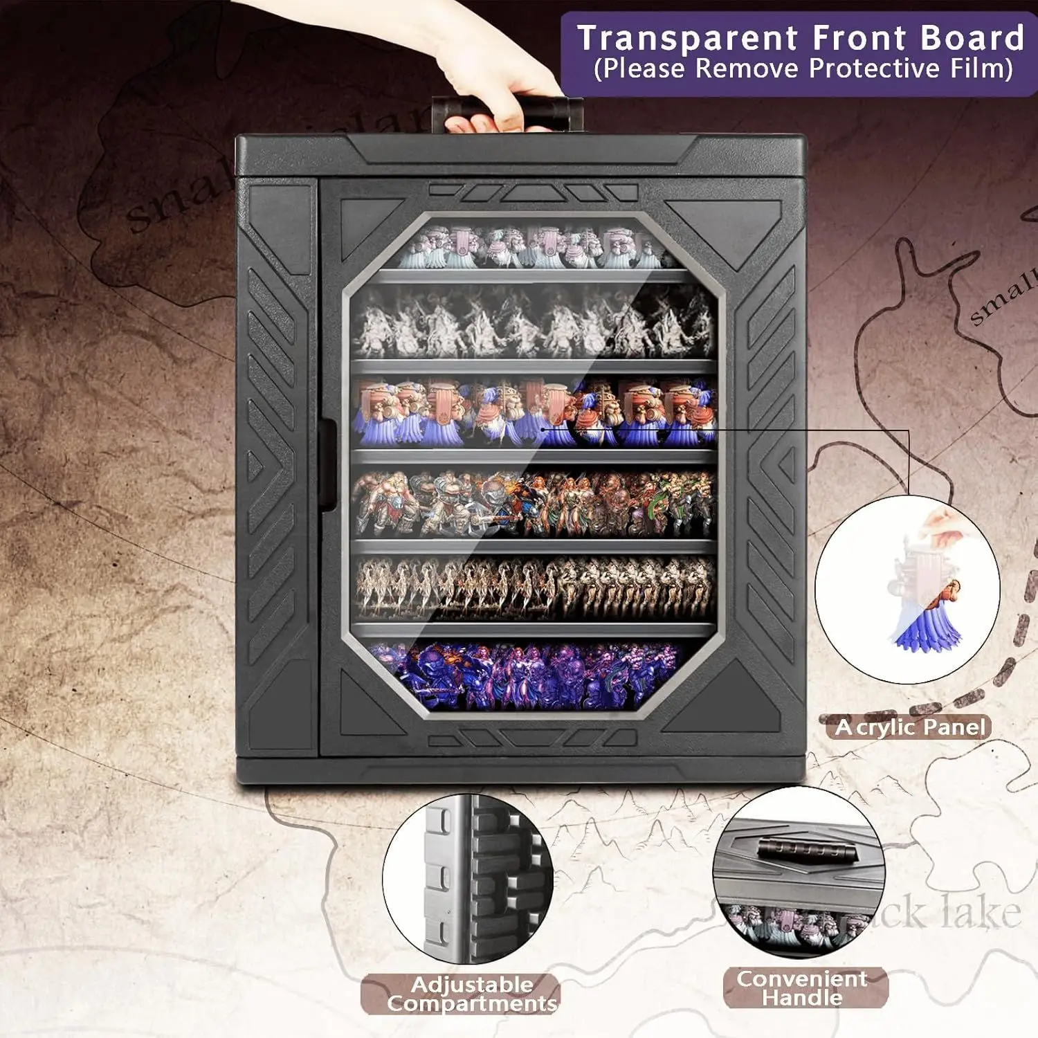Doll display box Portable model storage box Transparent stackable figure storage box