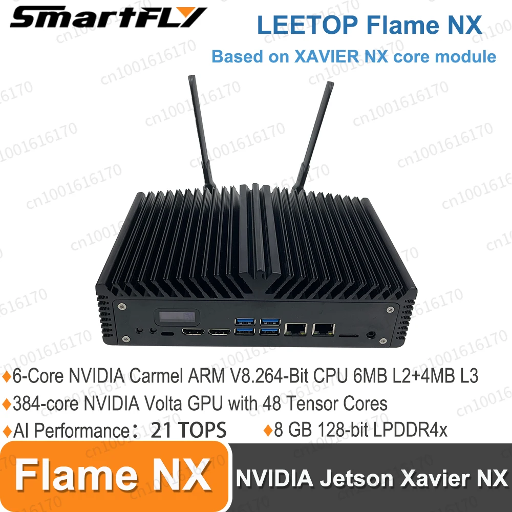 

LEETOP Flame NX Box Passive Cooling NVIDIA Jetson Xavier NX 21 TOPS AI Performance Dual Gigabit Ethernet ports Up to 6 cameras