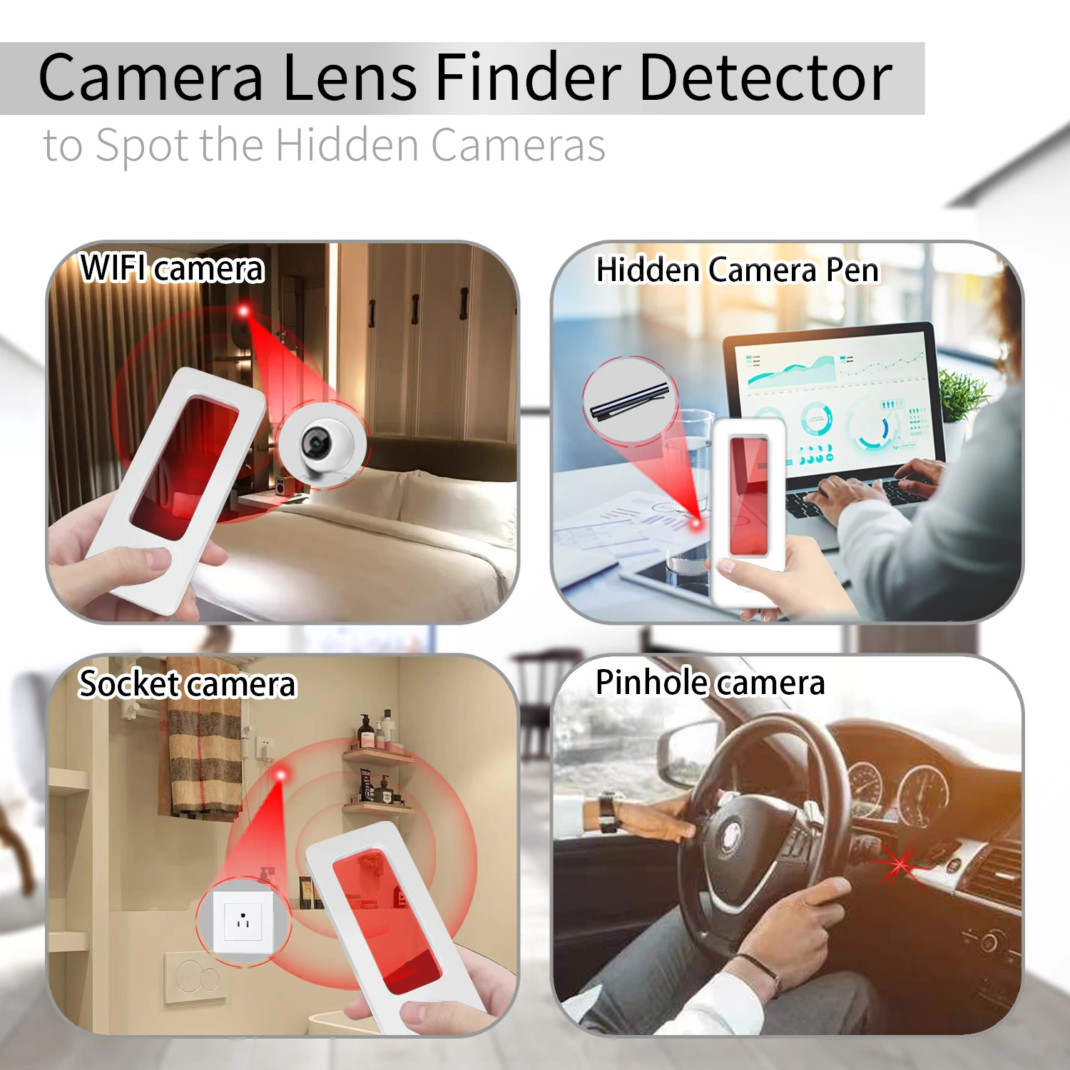 Camera Detector for Hidden Camera Portable Pinhole Hidden Lens Detect Gadget Anti-Peeping Security Protection