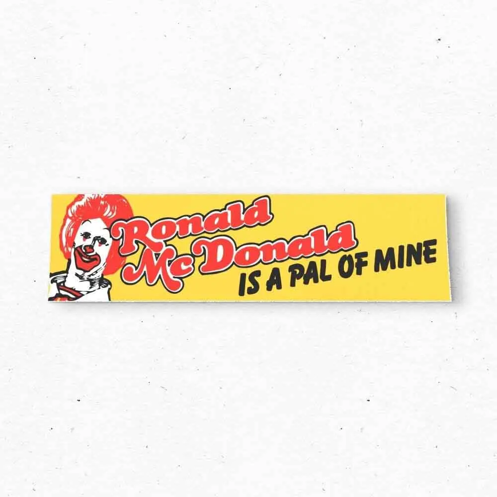 MCDONALD'S Ronald McDonald Bumper Sticker - Advertising Vintage Style 80s 90s - Bumper Stickers - Car Stickers