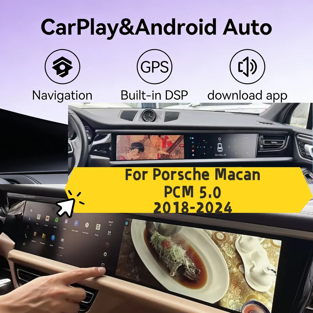 

Android Car Radio Carplay For Porsche MACAN 2018-2024 Dual Touch Screen Multimedia Video Player Stereo GPS Navigation Head Unit