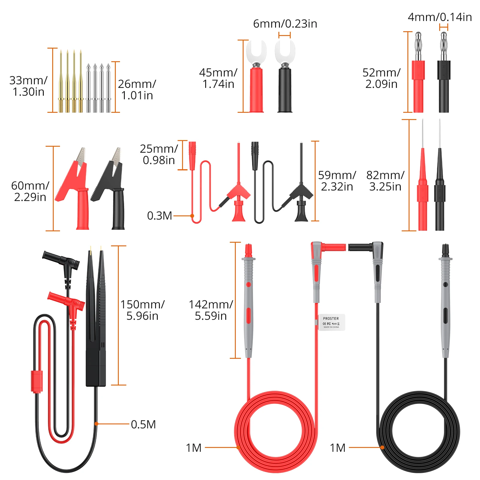 Voltage Circuit Tester Multi Test Leads Kit With 23 in-1Electrical Multimeter Test Lead Test Probe Spring Grabber Banana Plug