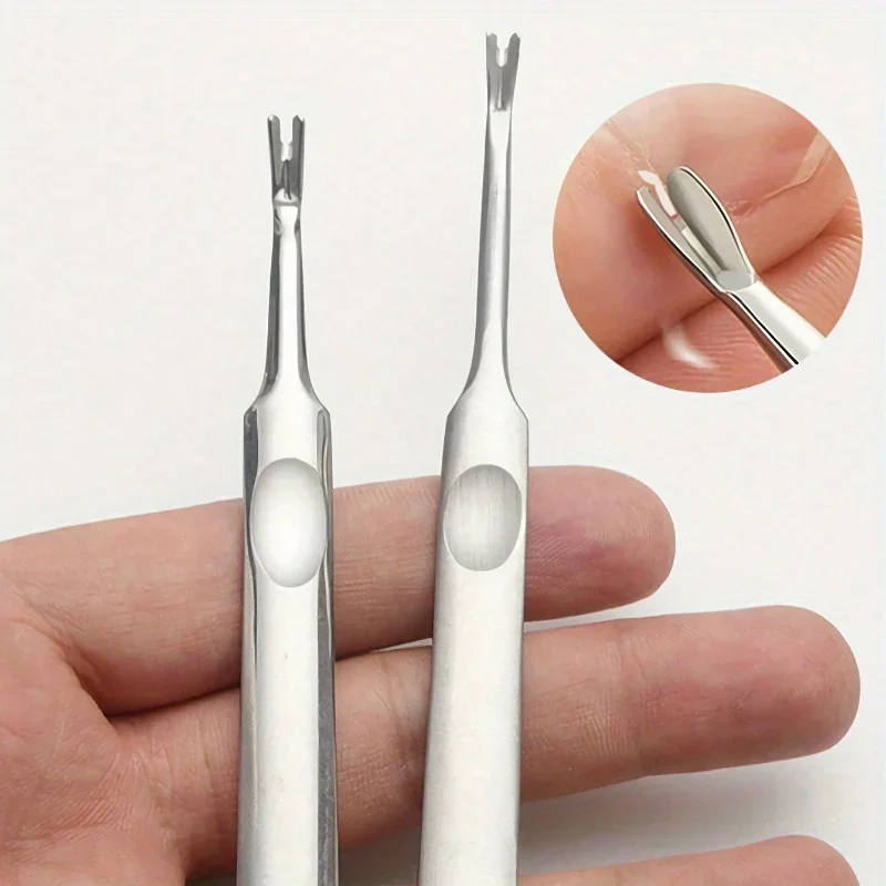 1/2pcs Professional Silver Stainless Steel Finger Cuticle Cleaner Fork Pusher Nail Art Tools Manicure Pedicure Tools Dead Skin