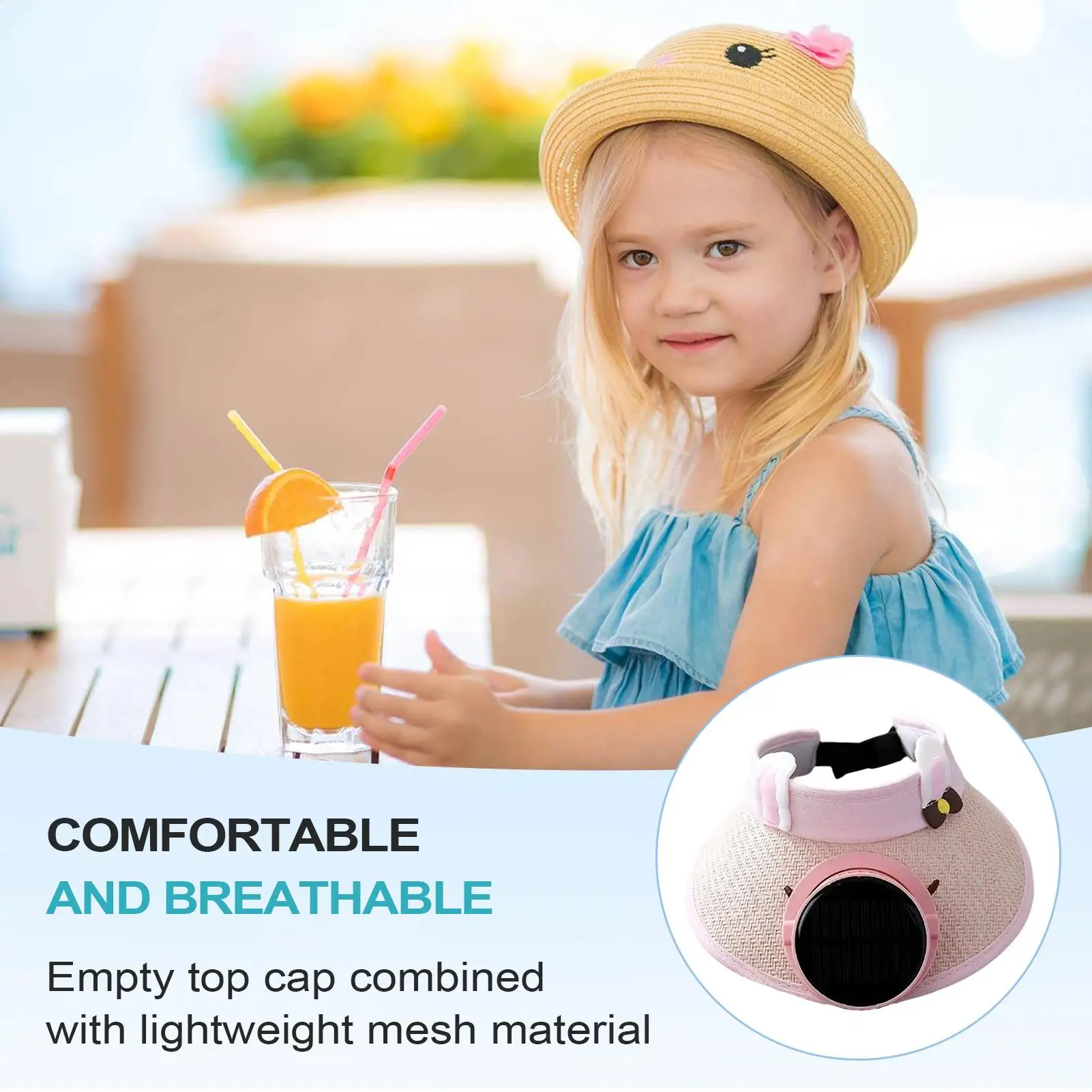 

Solar Powered Fan Hat Breathable Solar Fan Sun Hat Visor Cooling 3 Speed Adjustment For Yoga Hiking Festival Vacation Outdoor