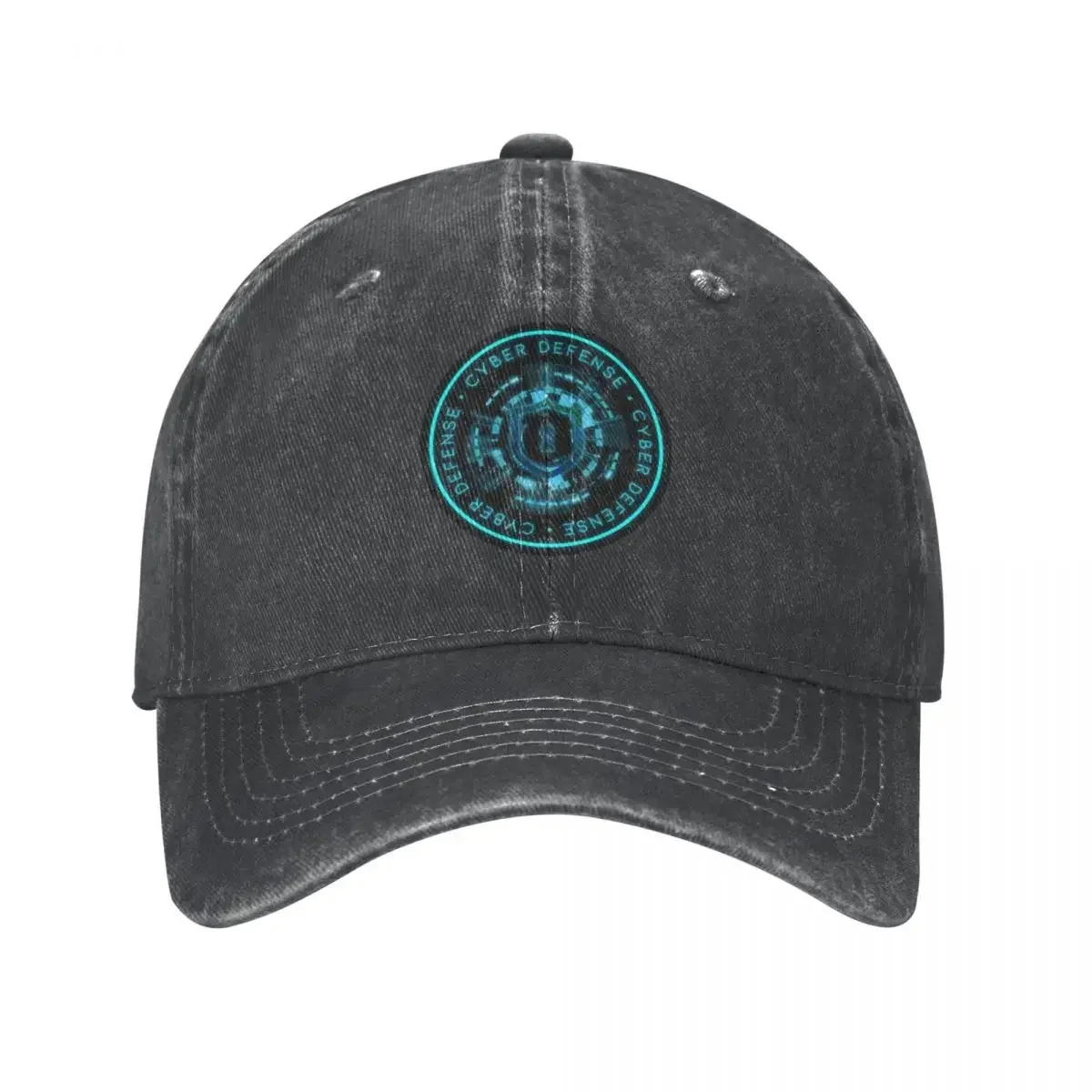 CYBER DEFENSE BADGE SEAL LOGO - RADAR DIGITAL NODE - Electroblue Cap Cowboy Hat Ball Cap Cap Men's Hat Luxury Women's