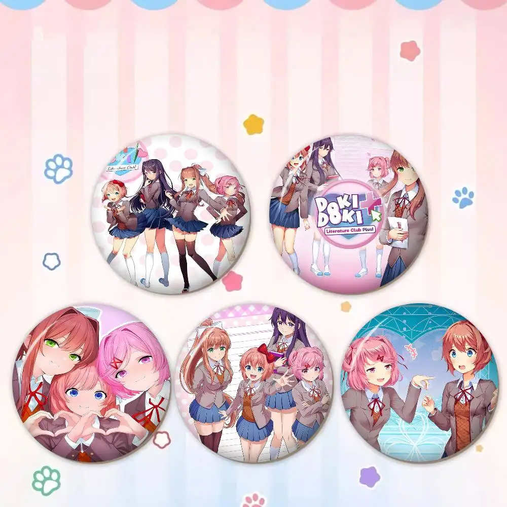 Game Doki Doki Literature Club 32/44/58MM Customizable Button Pins Cute Funny Creative Badge Jewelry Decor Gifts for Friends