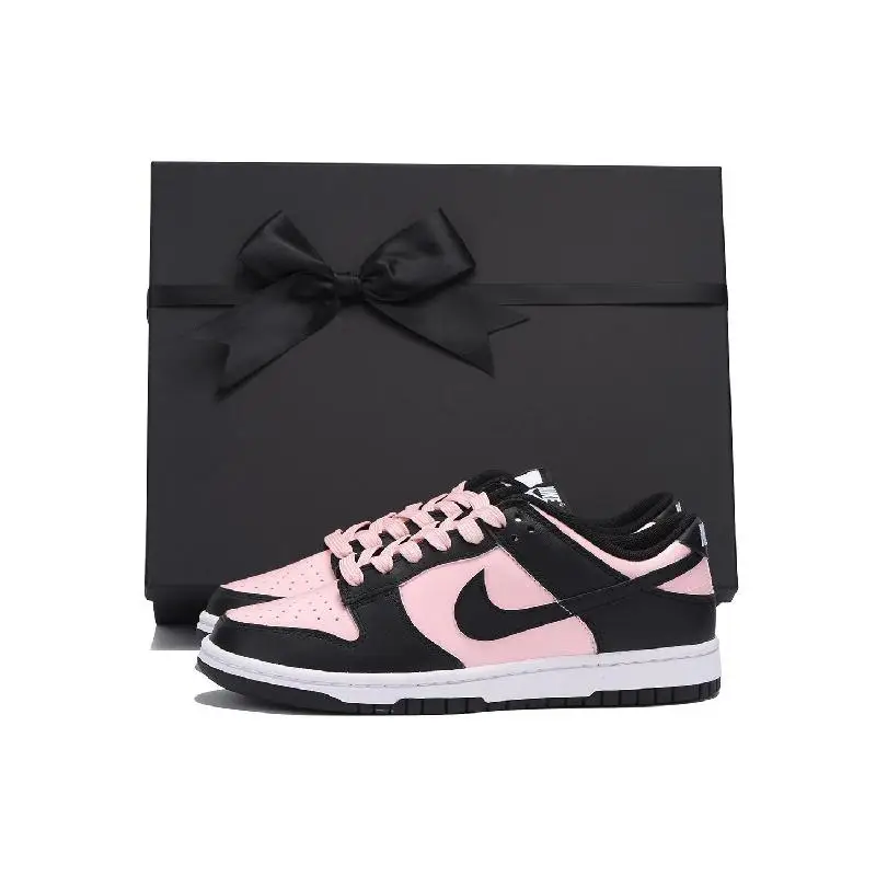

[Custom A pure black pink 5-SBox for women]Nike Dunk Chestnut Slip-Resistant Coverage Low-Top Skateboard Shoes GS Black Pink