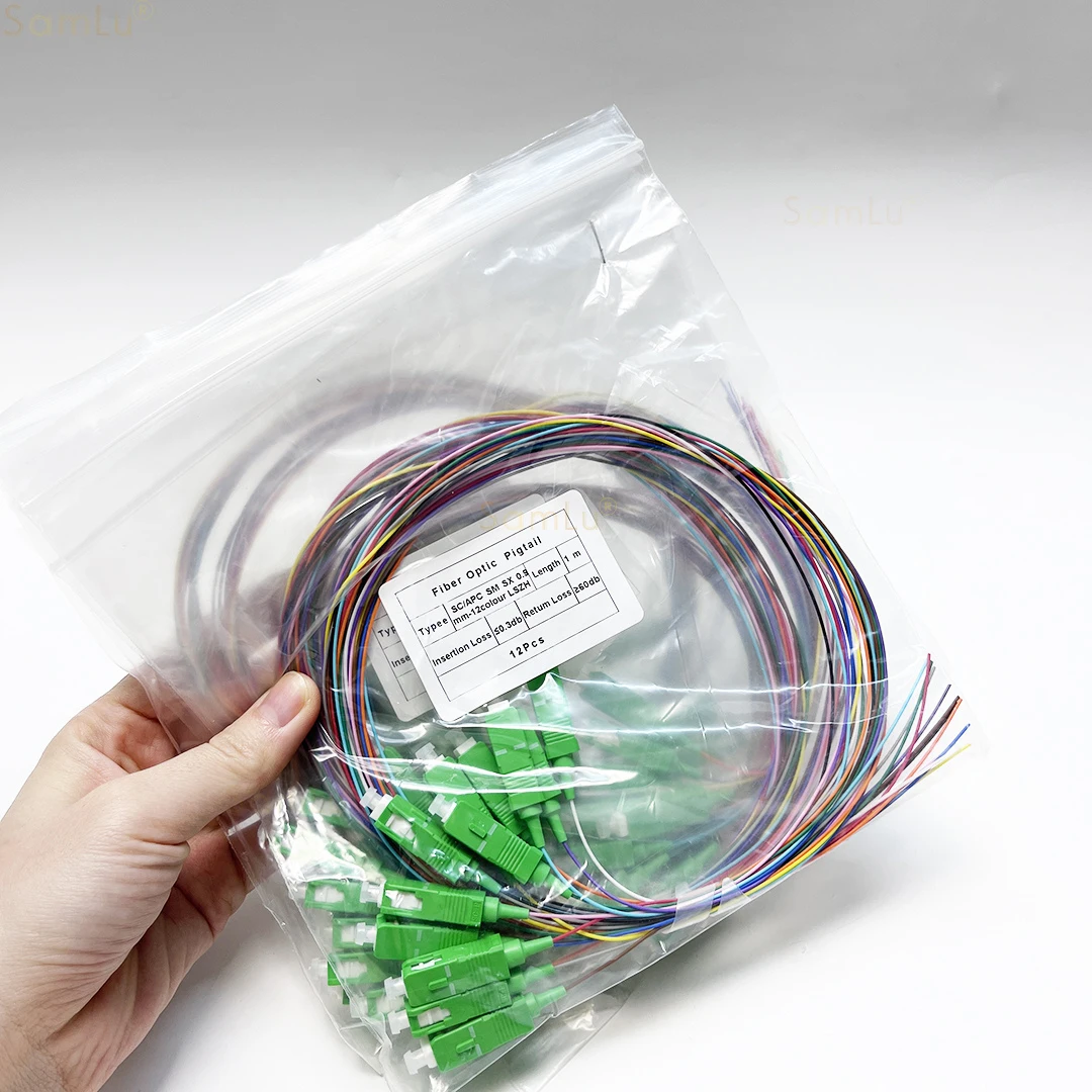 10Sets Optical Fiber Pigtail 1.5M Cable 12Core SC UPC APC Fiber Optic Pigtail Simplex 0.9mm 9/125 Single Mode SM SX LC UPC LZSH