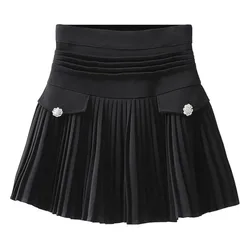 Fashions White Pleated Skirt Women High Waist Skater Skirt Female Korean A-Line High Fashion Casual Short Skirt Women Bottoms