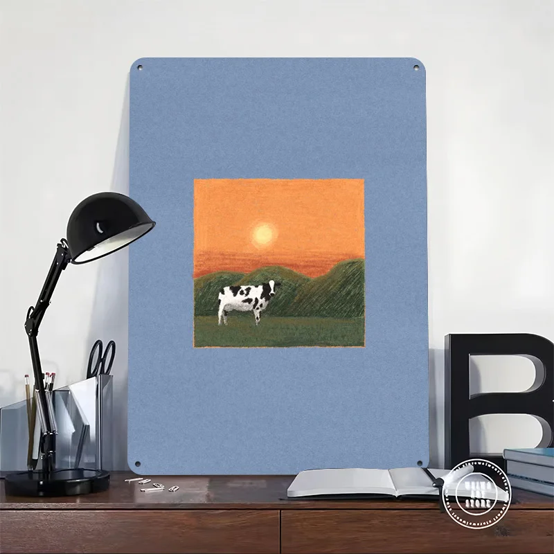 Lonely Cow 3D Texture Metal Poster Customized Wall Art Tin Sign Gift for Mancave Article Decoration Gaming Bathroom Decor Room