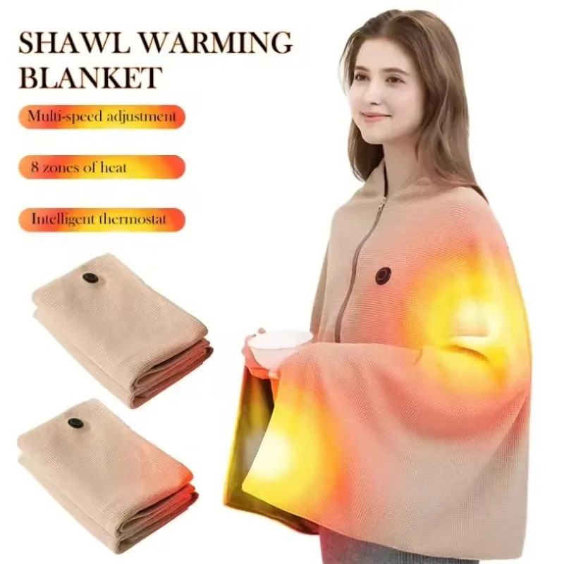

Winter USB Electric Heated Blanket Wearable 3 Heating Level Heated Shawl Portable Body Warmer Blanket for Home Office Sofa Shawl
