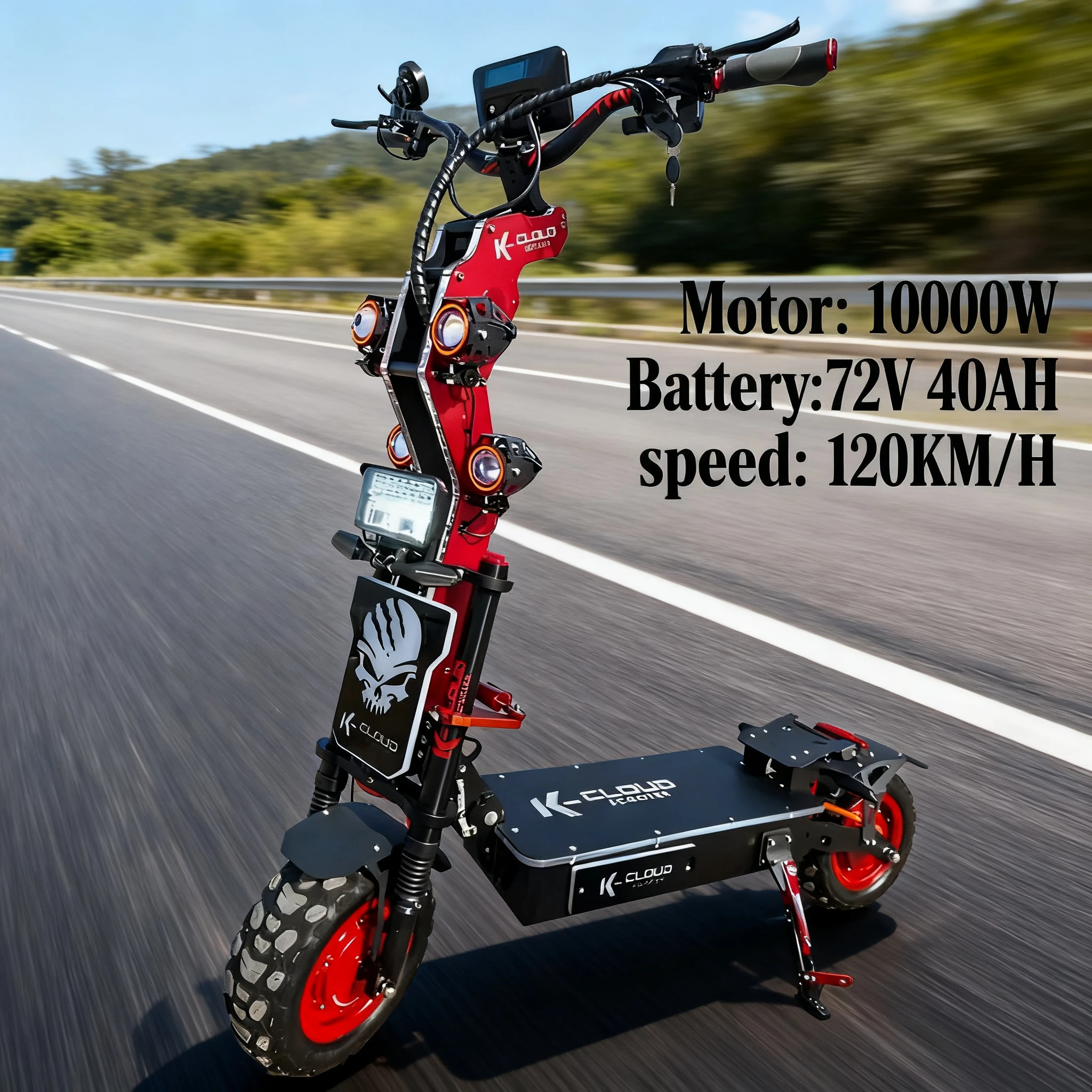 K14 10000 واط محرك مزدوج سكوتر كهربائي كبير 72 فولت 40 أمبير 14 بوصة إطارات للطرق الوعرة السرعة القصوى 90-120 كم/ساعة الفرامل الهيدروليكية Escooter #1