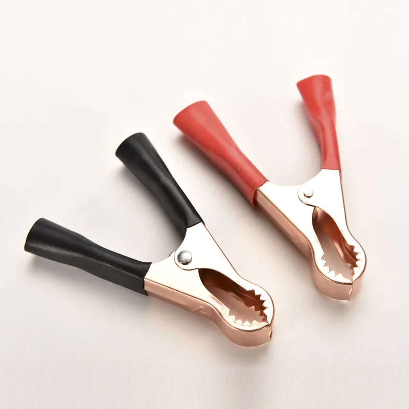 2Pcs Red&Black Car Battery Test Lead Clips Crocodile Alligator Clamps 50A 80mm【Homeclub】
