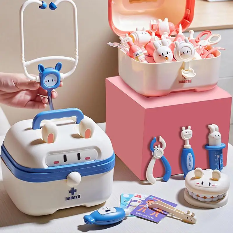 Kit de brincadeira de médico para crianças com brinquedo médico, caixa de simulação de dentista, jogo educativo para meninas, brinquedo estetoscópio para crianças