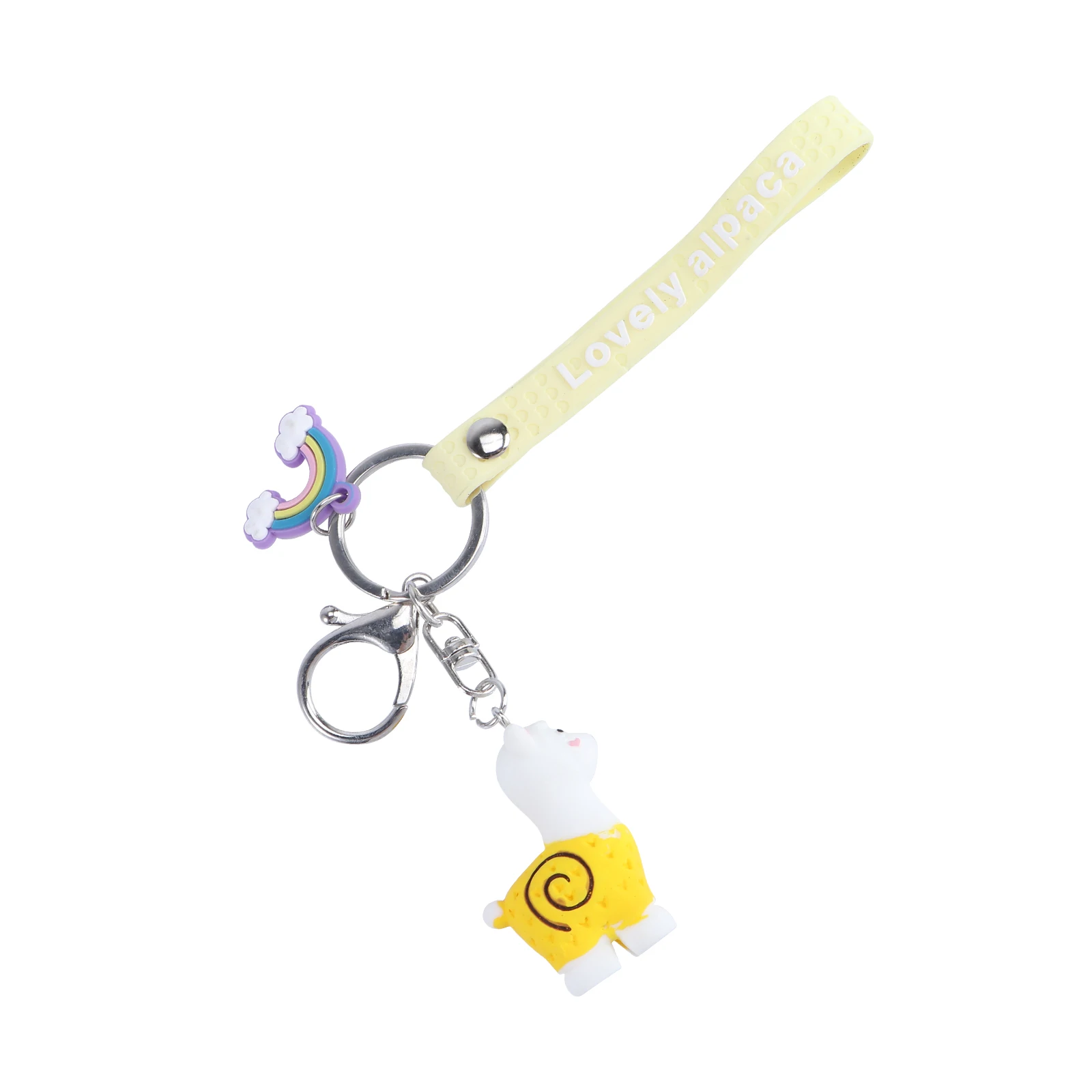 

Cute Alpaca Keychains Unique Yellow Key Ring Holder Graduation Gift Kids Stylish Bag Backpack Pendant Long lasting Durable