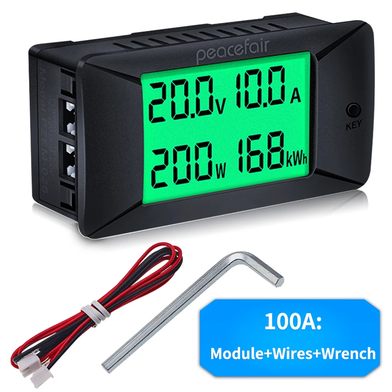 DC 0-300V 300A Voltmeter Ammeter Car Battery Tester KWH Electricity Energy Voltage Power Meter Monitor 12v 24v 48v 96v + Shunt