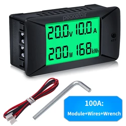 DC 0-300V 300A Voltmeter Ammeter Car Battery Tester KWH Electricity Energy Voltage Power Meter Monitor 12v 24v 48v 96v + Shunt