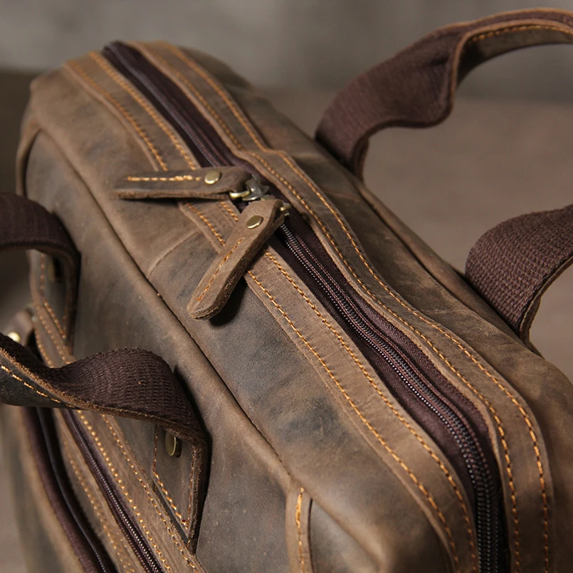 Maletines de cuero genuino para hombre, maletín de diseñador hecho a mano de cuero de vaca, bolso de hombro cruzado Vintage para ordenador portátil